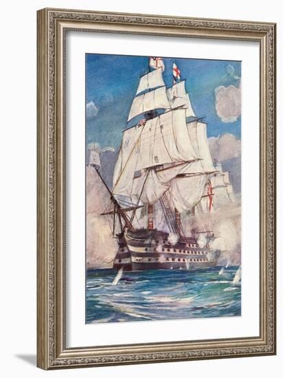 Victory, Square-Rigged British Ship, 1765-null-Framed Art Print