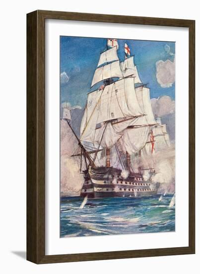 Victory, Square-Rigged British Ship, 1765-null-Framed Art Print