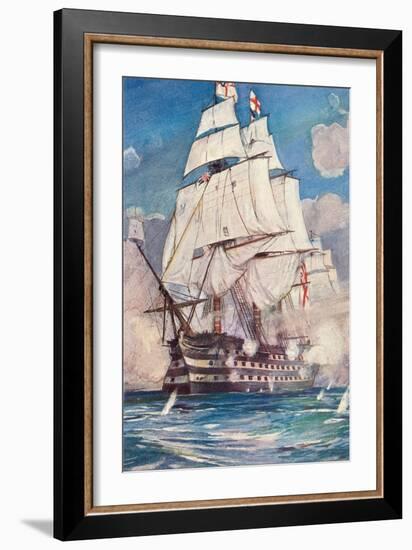 Victory, Square-Rigged British Ship, 1765-null-Framed Art Print