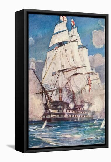 Victory, Square-Rigged British Ship, 1765-null-Framed Stretched Canvas