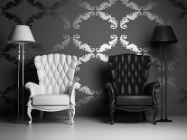 White And Black Armchairs-viczast-Art Print
