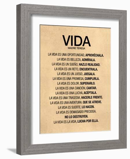 Vida por Madre Teresa Poema-null-Framed Premium Giclee Print