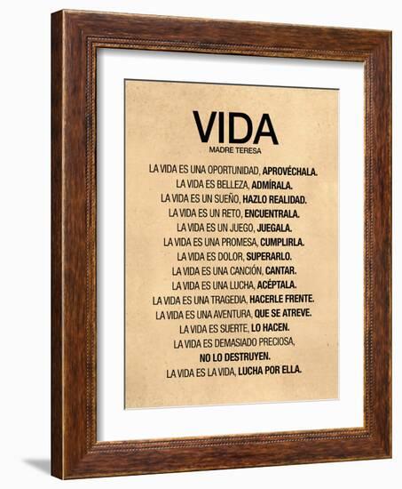 Vida por Madre Teresa Poema-null-Framed Premium Giclee Print