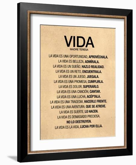 Vida por Madre Teresa Poema-null-Framed Premium Giclee Print