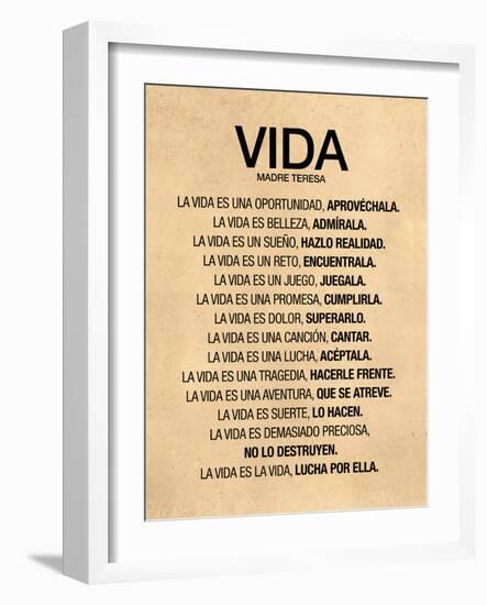 Vida por Madre Teresa Poema-null-Framed Premium Giclee Print