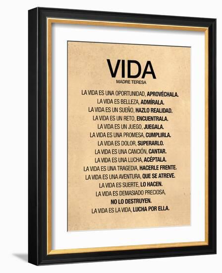 Vida por Madre Teresa Poema-null-Framed Premium Giclee Print