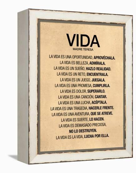 Vida por Madre Teresa Poema-null-Framed Stretched Canvas