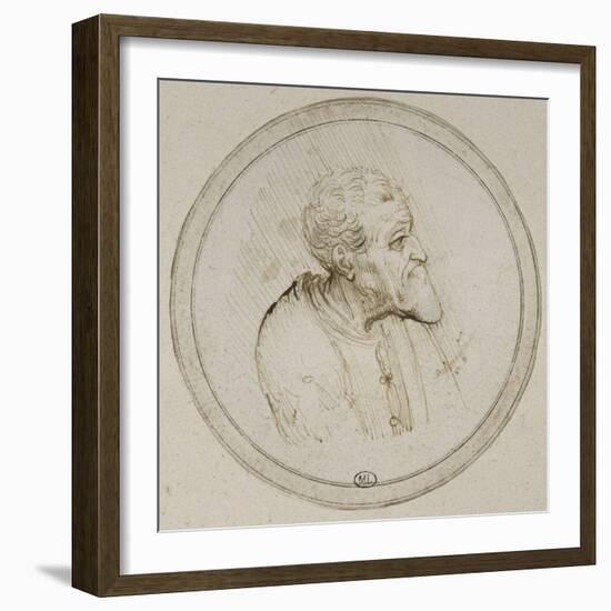 Vieillard à mi-corps, la tête de profil-Leonardo da Vinci-Framed Giclee Print