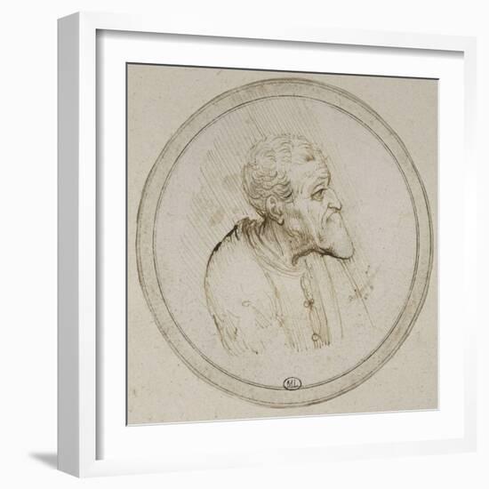 Vieillard à mi-corps, la tête de profil-Leonardo da Vinci-Framed Giclee Print