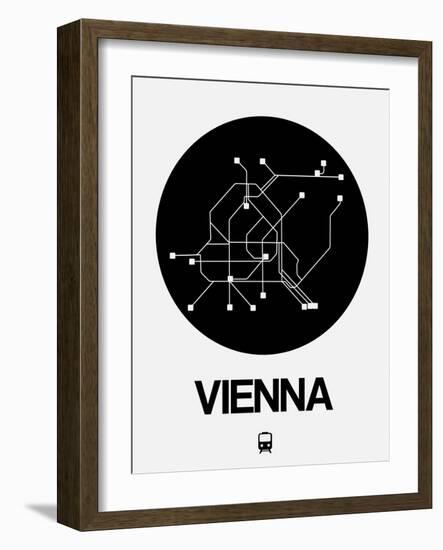 Vienna Black Subway Map-NaxArt-Framed Art Print