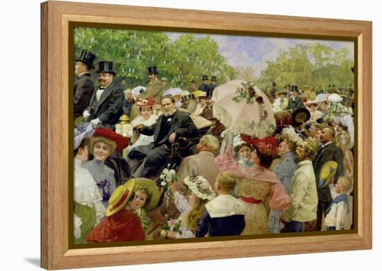 Vienna Lord Mayor Karl Lueger riding in his coach during the flower-corso in the Vienna Prater1904-Wilhelm Gause-Framed Premier Image Canvas