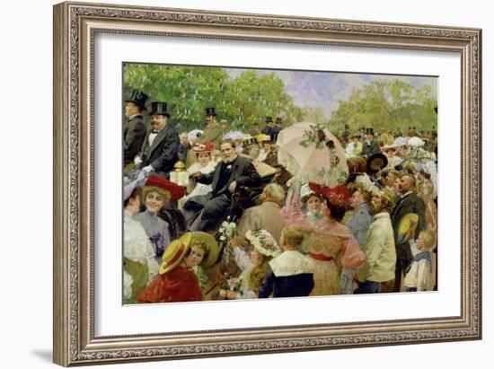 Vienna Lord Mayor Karl Lueger riding in his coach during the flower-corso in the Vienna Prater1904-Wilhelm Gause-Framed Giclee Print