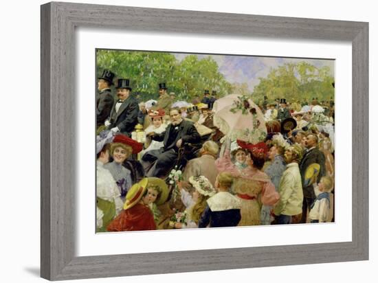 Vienna Lord Mayor Karl Lueger riding in his coach during the flower-corso in the Vienna Prater1904-Wilhelm Gause-Framed Giclee Print