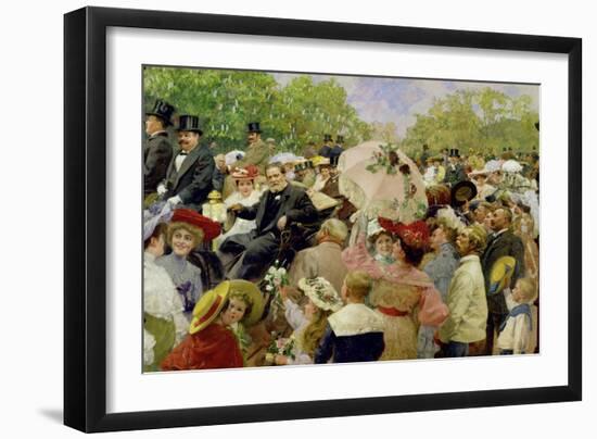 Vienna Lord Mayor Karl Lueger riding in his coach during the flower-corso in the Vienna Prater1904-Wilhelm Gause-Framed Giclee Print