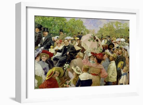 Vienna Lord Mayor Karl Lueger riding in his coach during the flower-corso in the Vienna Prater1904-Wilhelm Gause-Framed Giclee Print