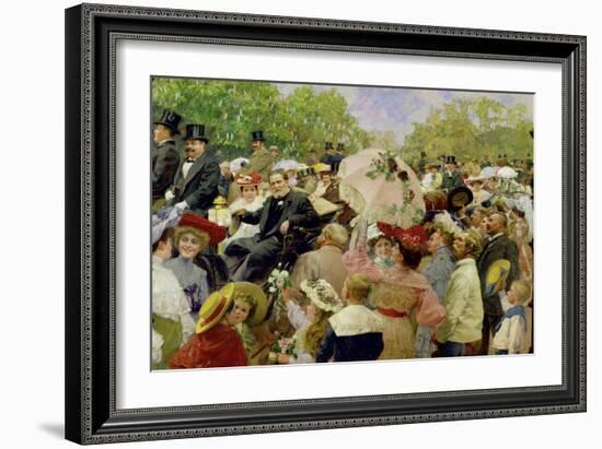 Vienna Lord Mayor Karl Lueger riding in his coach during the flower-corso in the Vienna Prater1904-Wilhelm Gause-Framed Giclee Print