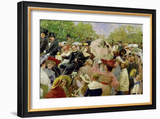 Vienna Lord Mayor Karl Lueger riding in his coach during the flower-corso in the Vienna Prater1904-Wilhelm Gause-Framed Giclee Print