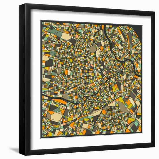 Vienna Map-Jazzberry Blue-Framed Art Print