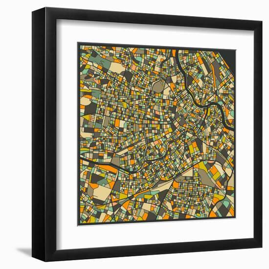 Vienna Map-Jazzberry Blue-Framed Art Print