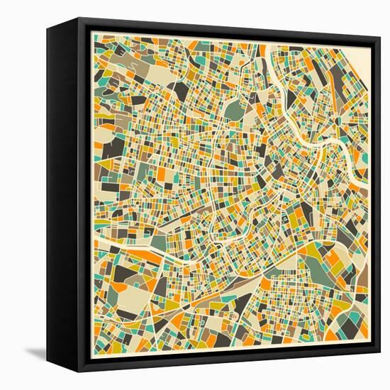 Vienna Map-Jazzberry Blue-Framed Stretched Canvas