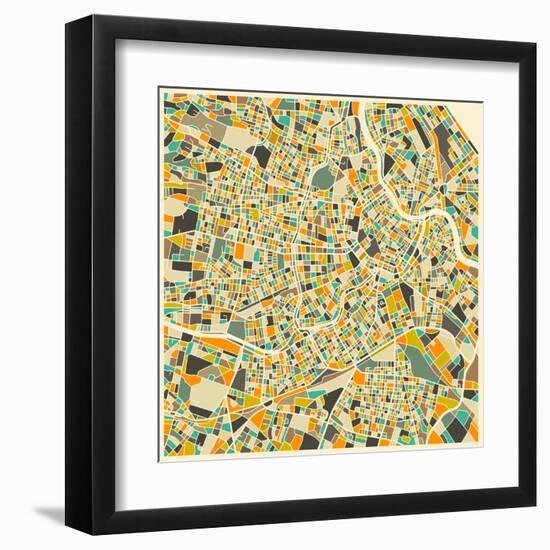 Vienna Map-Jazzberry Blue-Framed Art Print