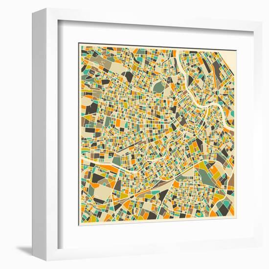 Vienna Map-Jazzberry Blue-Framed Art Print