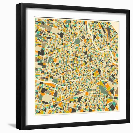 Vienna Map-Jazzberry Blue-Framed Art Print