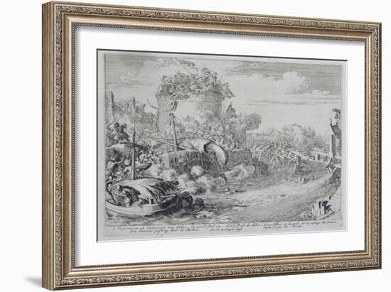 Vienna Print Cycle, Conquering Tabor Island on the Outskirts of Leopoldstadt, 1683 (Engraving)-Romeyn De Hooghe-Framed Giclee Print