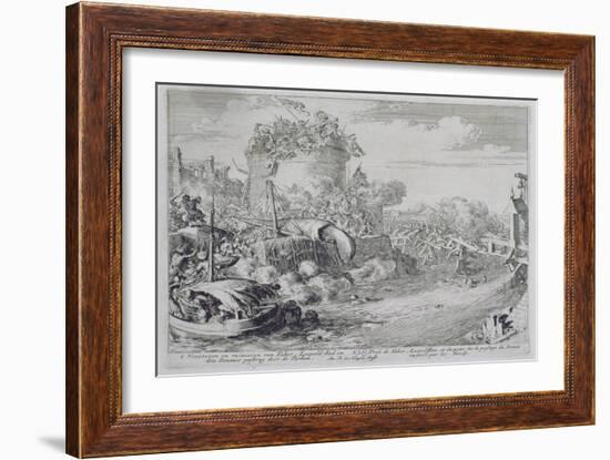 Vienna Print Cycle, Conquering Tabor Island on the Outskirts of Leopoldstadt, 1683 (Engraving)-Romeyn De Hooghe-Framed Giclee Print