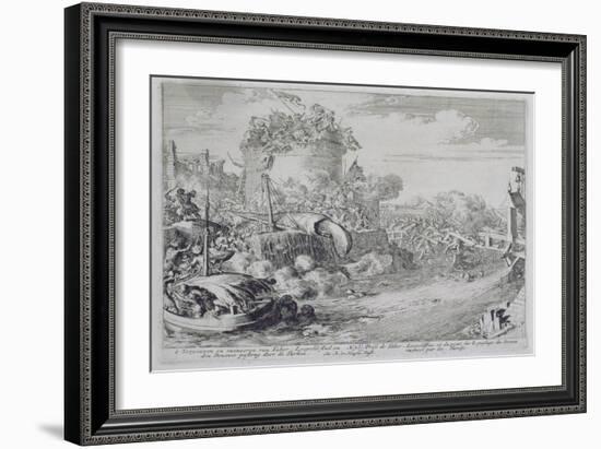 Vienna Print Cycle, Conquering Tabor Island on the Outskirts of Leopoldstadt, 1683 (Engraving)-Romeyn De Hooghe-Framed Giclee Print