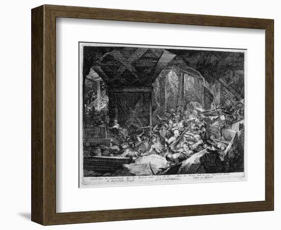 Vienna Print Cycle, Discovery and Destruction of a Turkish Mine under the Imperial Palace, 1683 (En-Romeyn De Hooghe-Framed Giclee Print