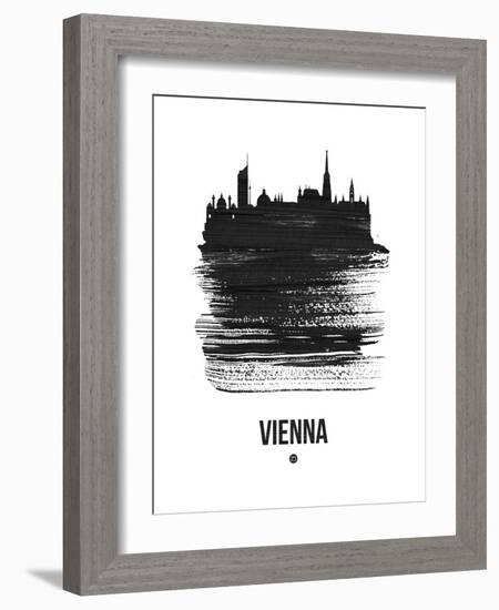 Vienna Skyline Brush Stroke - Black-NaxArt-Framed Art Print