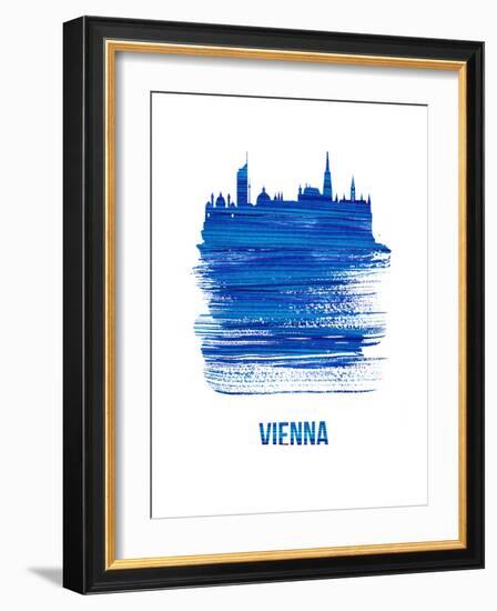 Vienna Skyline Brush Stroke - Blue-NaxArt-Framed Art Print