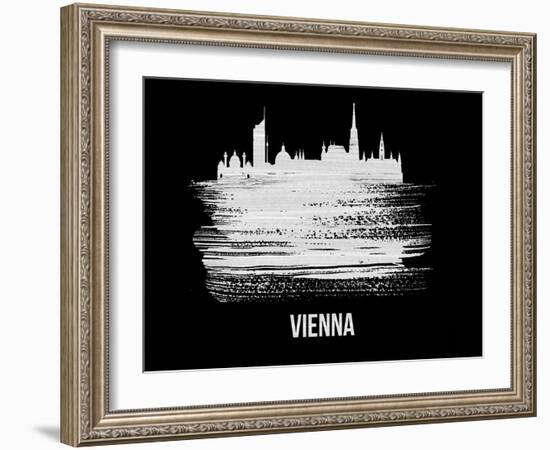 Vienna Skyline Brush Stroke - White-NaxArt-Framed Art Print