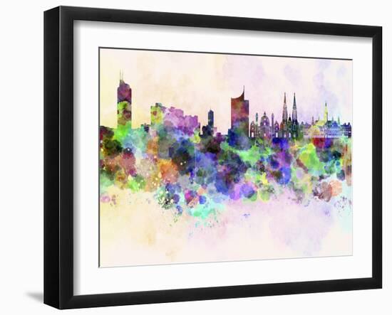 Vienna Skyline in Watercolor Background-paulrommer-Framed Art Print