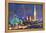 Vienna Skyline with St Stephan at Night-Markus Bleichner-Framed Stretched Canvas