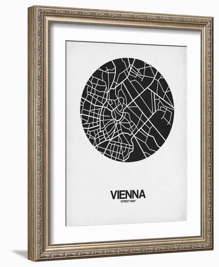 Vienna Street Map Black on White-NaxArt-Framed Art Print