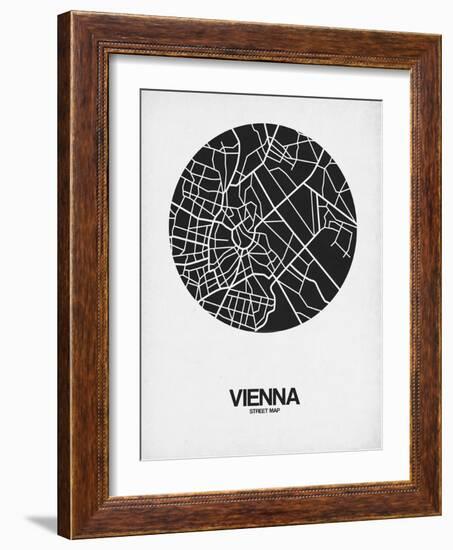 Vienna Street Map Black on White-NaxArt-Framed Art Print