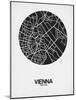 Vienna Street Map Black on White-NaxArt-Mounted Art Print