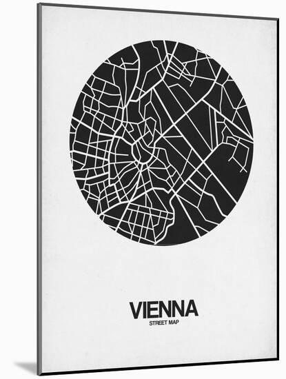 Vienna Street Map Black on White-NaxArt-Mounted Art Print