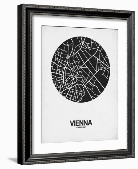 Vienna Street Map Black on White-NaxArt-Framed Art Print