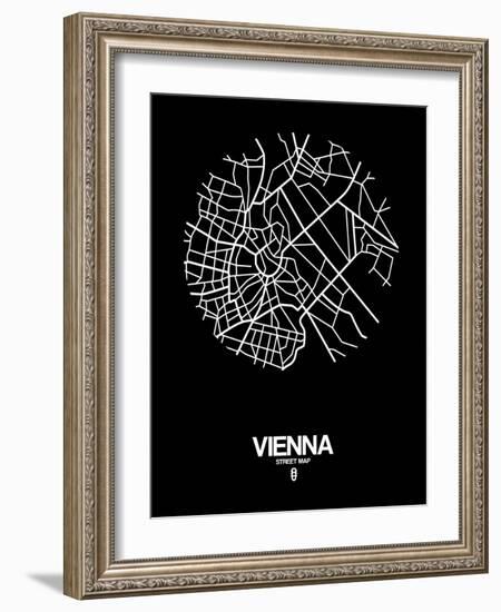 Vienna Street Map Black-NaxArt-Framed Art Print