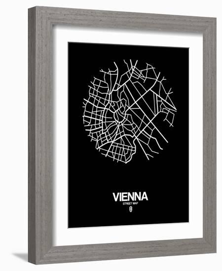 Vienna Street Map Black-NaxArt-Framed Art Print