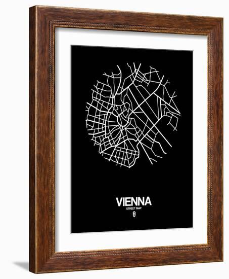 Vienna Street Map Black-NaxArt-Framed Art Print