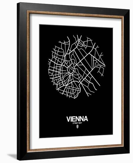 Vienna Street Map Black-NaxArt-Framed Art Print