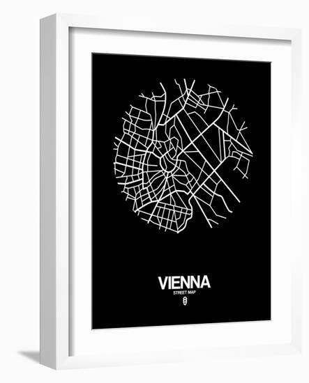 Vienna Street Map Black-NaxArt-Framed Art Print