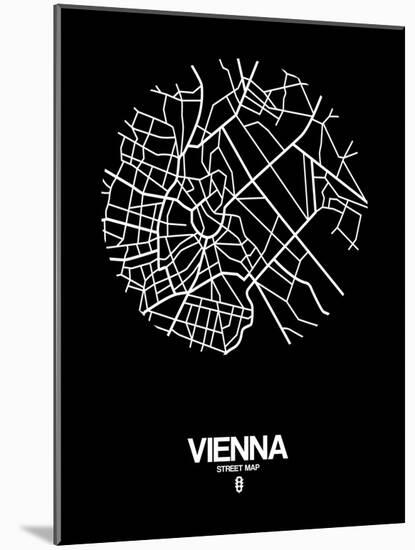 Vienna Street Map Black-NaxArt-Mounted Art Print