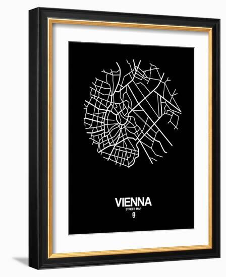 Vienna Street Map Black-NaxArt-Framed Art Print