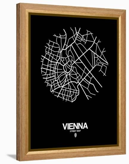 Vienna Street Map Black-NaxArt-Framed Stretched Canvas