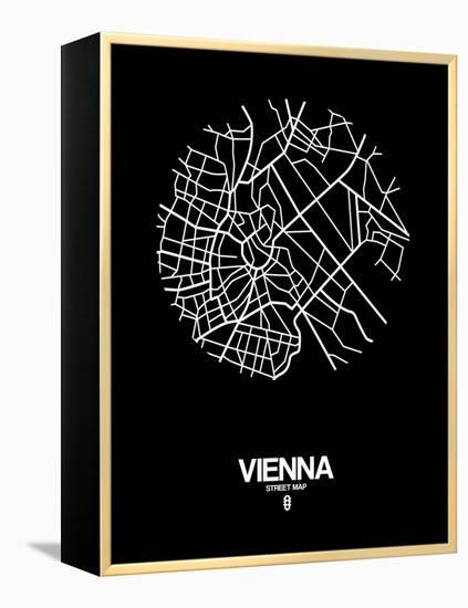 Vienna Street Map Black-NaxArt-Framed Stretched Canvas